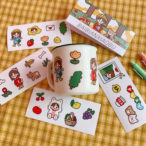 W&G Korea Ins Cute Cartoon Sweet Little Girl Hand Account Diy Sealing Sticker Mobile Phone Notebook Water Cup Decoration Sticker