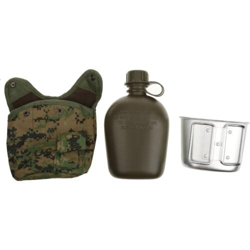 1L Outdoor Military Camping Army Water Bottle Canteen Pouch - 5 Colors