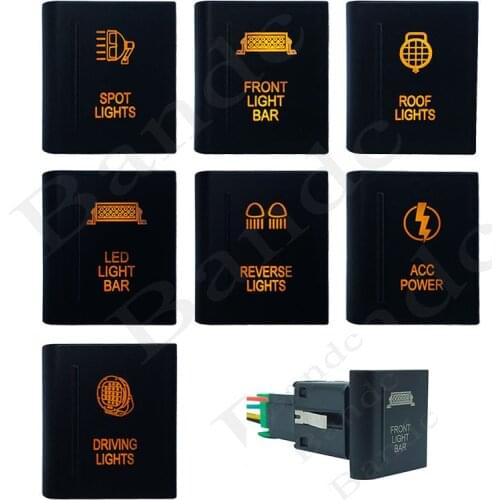 Right Side Left Side Car Push Button Switch With Wiring Connector On-Off for VW Volkswagen Amarok, Dual YELLOW Led, 3Amp 12V