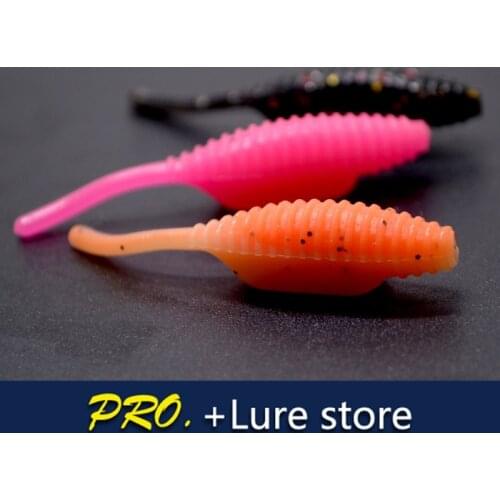 100 pcs 4.5cm fishing worm grub bait, fishing Japan Shad Swimbaits Jig Head Soft Lure Fly Fishing Bait Fishing Lure