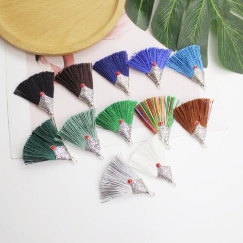 2pcs 4.5cm Earrings Tassel Charms Crafts Pendant Silk Matel Beads Tassel Brush For DIY Jewelry Making Earring Accessories Wholes