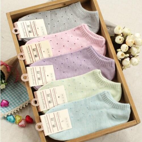 20 pieces=10pairs of small Polka dot size of female womens thin ankle socks
