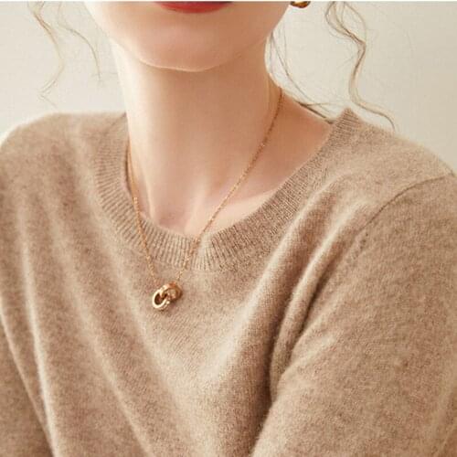 2021 Fashion 100% Wool Cashmere Knitted Sweater Womens Tops Autumn Winter O-neck Pullovers Female Long Sleeve Solid Color S-XXL