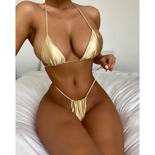 2021 Sexy Women Swimsuit Bandage Bikini Swim suit Push Up Bras Low Waist Bathing Suit Bather Beach Solid Color Swimwear