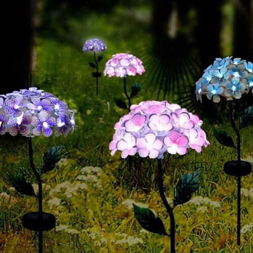 2021 Light Automatic Sealed Design LED Solar Light Outdoor Decorative Lawn Stake Hydrangea Light for Home Garden