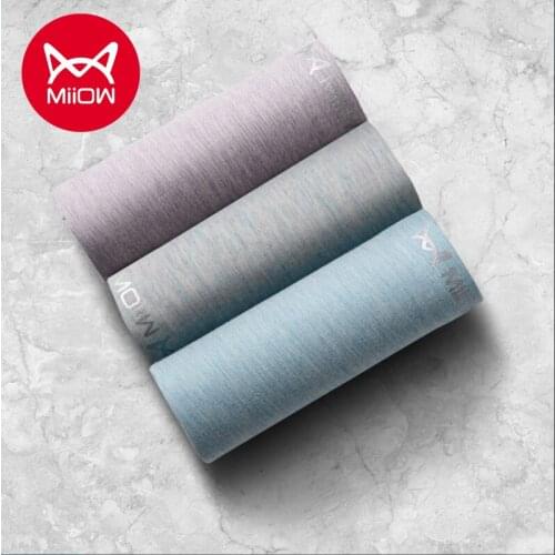 MiiOW Mens Underwear Pure Cotton Plain Boxer Briefs Mens Boxer Shorts Autumn and Winter Young Mens Shorts Male Students