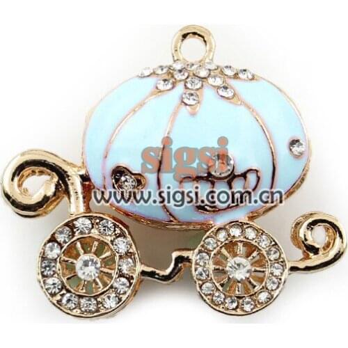 45mm Zinc alloy rhinestone Halloween pumpkin carriage Pendant for Jewelry Necklace