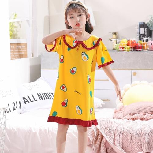 Kids Dresses Summer Girls Nightgowns Short Sleeve Cartoon Homewear Baby Nightwear Pijamas Princess Nightdress Clothing 2-12yrs