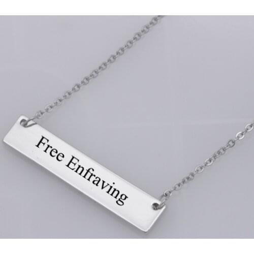 Double side can free engraving gift personality stainless steel jewelry Customed words or name necklace N442