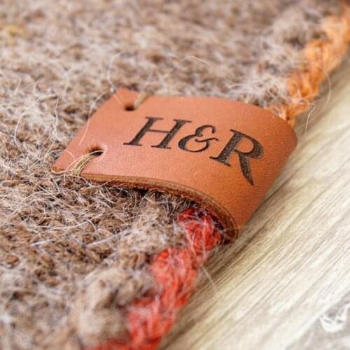 55pcs customize Sewing Handmade Knitted clothing labels, center fold leather Crochet tags brand name label, Hats Accessories DIY