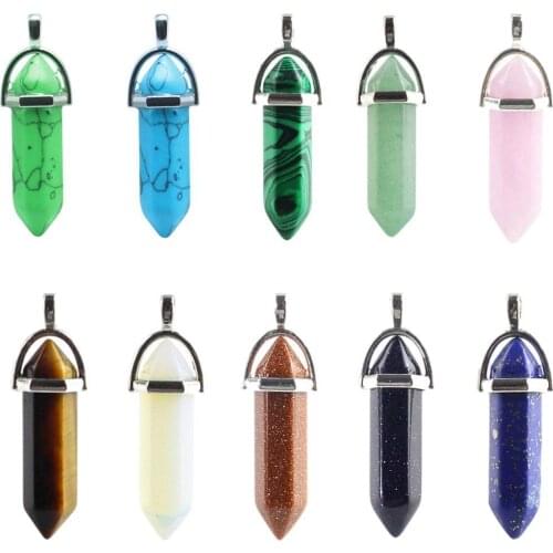2021 Hot Sale New Natural Crystal Stone Hexagonal Column Pendulum Pendant Home Detactions Fashion Pendant Crafts