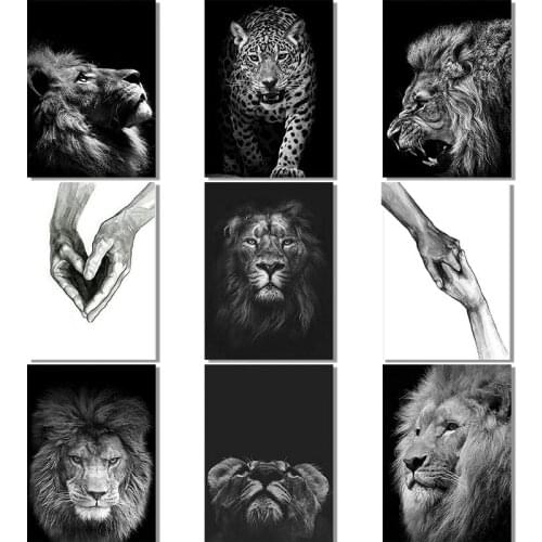 Wild Animal Lion DIY Diamond Painting Cross Stitch Black White 5D Full Square Drill Diamond Embroidery Hand Love Picture Art