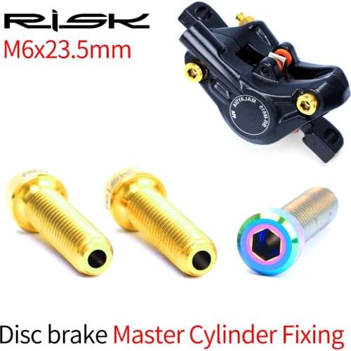 RISK 2pcs/box Mountain Bike Bicycle Hollowed Out M6x23.5 SL Hydraulic Disc Brake Master Cylinder Fixing Bolts SL