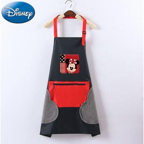 Disney Cute Apron Kitchen Waterproof and Oil-proof Net Red Zipper Pocket To Wipe Hand Work for Men and Women