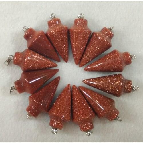2016 fashion good quality gold sand stone pendulum circular Cone charms Pendants for jewelry making 12pcs/lot wholesale free