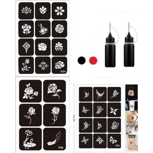 Temporary Tattoos Kit, Semi Permanent Freehand Ink/Paste, Diy Tattoos Temp for Kids Women Adults(Organic Jagua Tattoo)