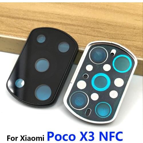 New For Xiaomi Mi Poco X3 NFC Global Version Rear Back Camera Lens With Frame Holder Adhesive