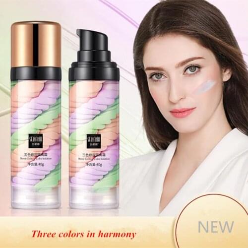 New Refreshing 3colors Gradient Isotation Cream Makeup Face Care Whitening Compact Foundation Concealer Prevent Bask Skin Care