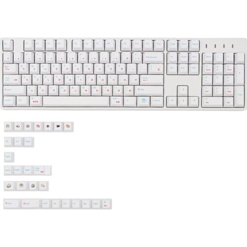 PBT 132 Keys Cherry Profile DYE-Sub Japanese Keycap Sushi White Theme Style Suitable for Mechanical Keyboard GK61 SK64