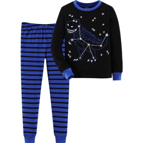 Spring Autumn Fall Pajamas Dinosaur Child Kids Loungewear Teenagers PJS Home Wear Boy Animal Clothing Lounge Set Suit