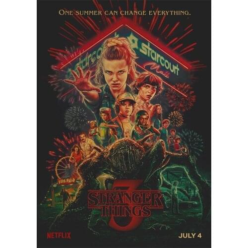 Stranger Things Season 2 3 Vintage Posters Kraft Paper Prints Wall Art Stranger Things Characters TV Play Pictures for Kids Room