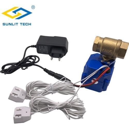 Russian Water Leaking Sensor with DN15 Brass Valve Water Flood Alert Leaking Detector For Home Barthroom Security Alarm System