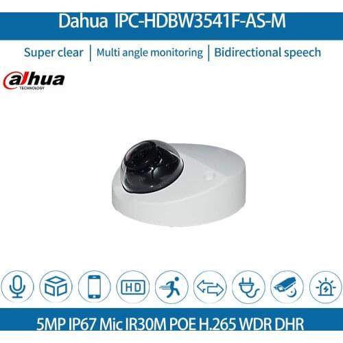 Dahua IPC-HDBW3541F-AS-M Original IP Camera 5MP IR 50M IP67 IK10 Built in MIC SD Card Slot H.265 PoE Surveillance Camera Outdoor