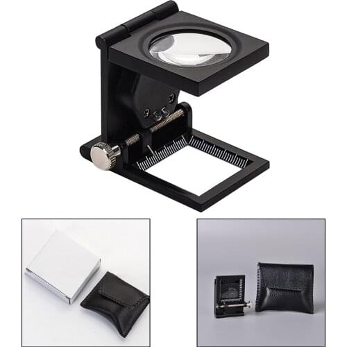 Foldable Optical Glass Magnifier Zinc Alloy for Inspection Jewelry (Black)