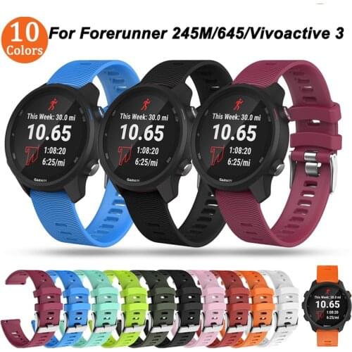 Silicone Replacement Strap for Garmin Forerunner 245 245M 645 Vivoactive3 Vivomove HR Venu wristband for Vivoactive 3 Watch band