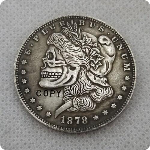 USA 1878cc Morgan Dollar skull zombie skeleton hand carved Copy Coins