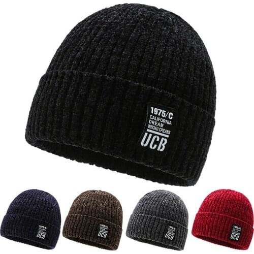 KENSHELLEY Warm Winter Beanie Hat Plus Velvet Knitted Skull Hat Fleece Lined Outdoor Riding Windproof Woolen Hat For Men Women