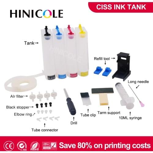Hinicole 4 Color Universal Diy Ciss Ink Kit System For Canon Pixma Printer Cartridge PG445 PG 445 PG-445 CL 446 PG440 PG 440 441