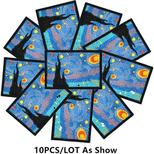 Starry sky Night Embroidered Patches for Clothing Van Gogh Iron on Patch on Clothes DIY Applique Thermo Adhesive Stickers Badges