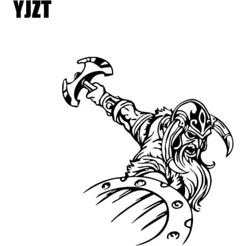 YJZT 14.5*16CM Great Excellent Viking Fighting Covering The Body Cool Warrior Decal Black/Silver Car Sticker Vinyl C20-1711