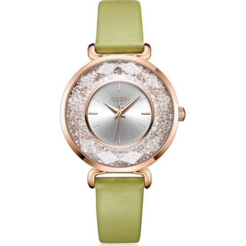 Full Crystal Elegant Cutting Womens Watch Japan Quartz Lady Hours Fine Fashion Leather Bracelet Girls Gift Julius Box 1203