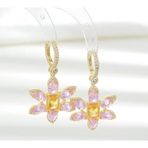 925 Silver Fashion Petal Earrings Super Fairy Temperament New Micro-inlaid Color Zircon For Women Exquisite Jewelry Accessories