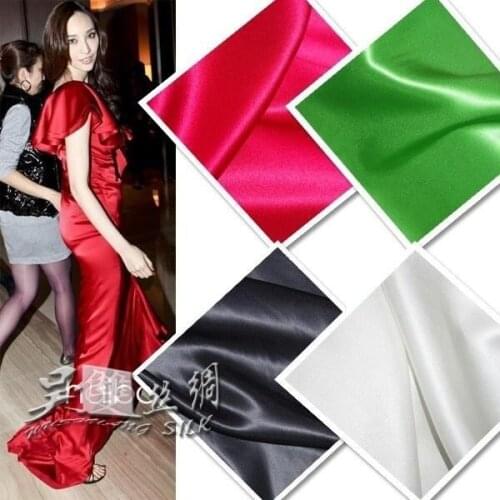 114cm wide 20mm solid color mulberry silk crepe satin plain fabric for formal dress one-piece dress 120