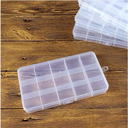 20pcs Small 15 grid fixed insert transparent environmental protection plastic storage and storage induction jewelry fishing gea