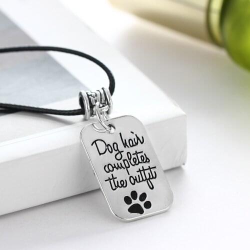 24PC Wholesale Dog Cat Paws Print Dog Hair Completes The Outfit Trendy Pendant Leather Charm Chain Necklace For Family Pet lover
