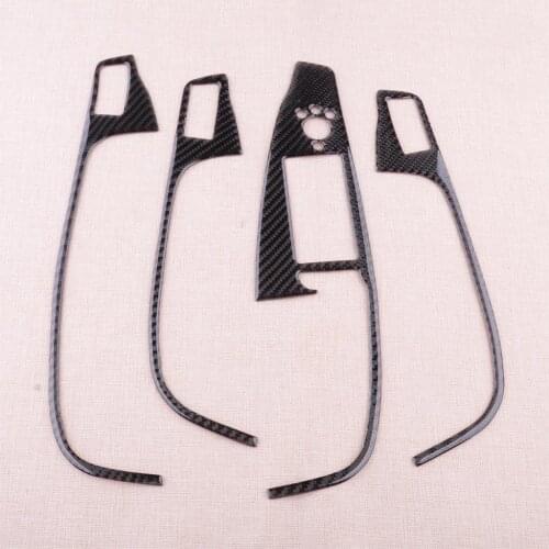 4pcs Carbon Fiber Interior Door Window Switch Button Panel Cover Trim Frame Fit For Audi Q5 2010-2016 2017 2018 Accessories