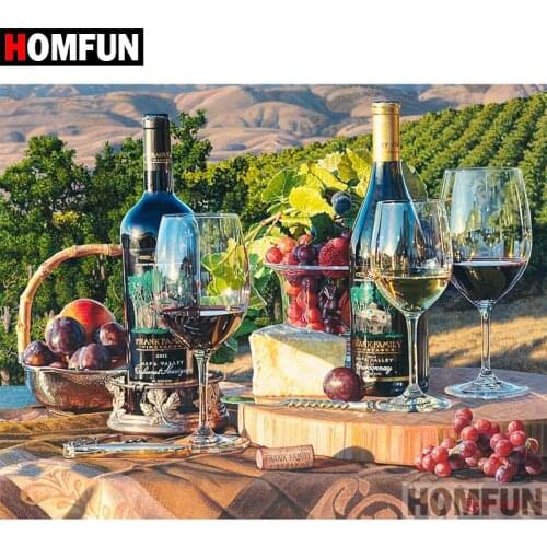HOMFUN 5D DIY Diamond Painting Full Square/Round Drill "Red wine cup" Embroidery Cross Stitch gift Home Decor Gift A09322