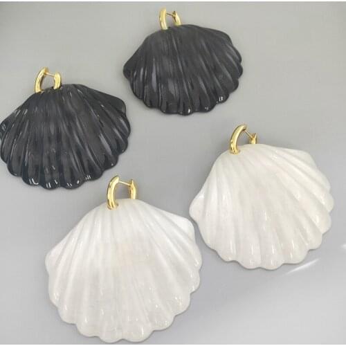 Brand Fashion Jewelry Gold Color White Pearl Shell Tassel Pearls Design Wedding Party Earrings