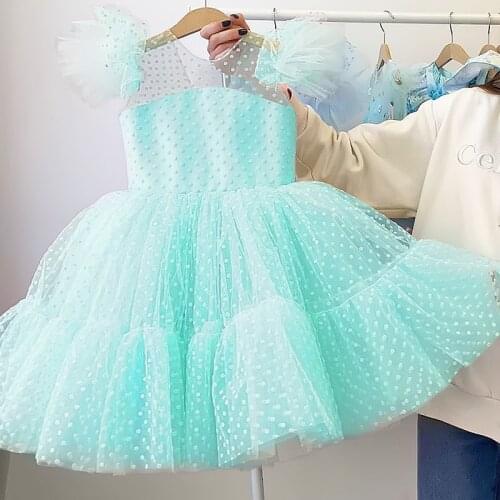 Girls Wedding Dresses For Kids Elegant Evening Party Tulle Prom Gown Children Bridesmaid Princess Costume 4-10 Years Clothing