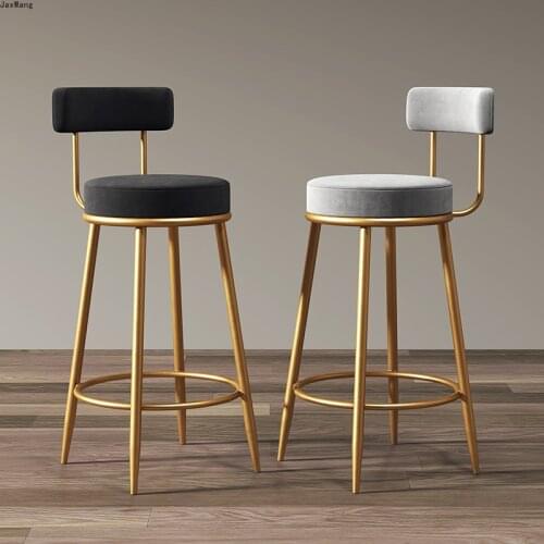 Customized Nordic Luxury Bar Stool Cafe Bar Chair Home Balcony Backrest High Stool Front Desk Leisure Bar Stool