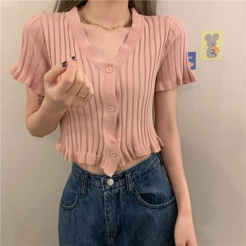 Womens Cropped Knit Cardigan Short V Neck Long Sleeve Sweater Knitted Cardigans Women Coat cropped cardigan knitted sweater