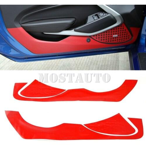 For Chevrolet Camaro 2017-2019 Red Interior Car Door anti-kick Stickers 2pcs Car Accessories Interior Car Decor Car Trim