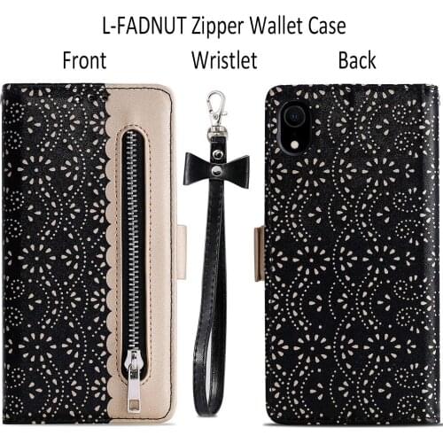 XXx Magnetic Leather Wallet Phone Case for IPhone X XS MAX XR 11 12 Pro Max 7 8 Plus Zipper Flower Cover