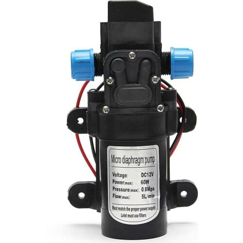 DC 12V 60W High Pressure Water Pump Micro Electric Diaphragm Automatic Switch 5L/min Car Washing Spray Water Pump