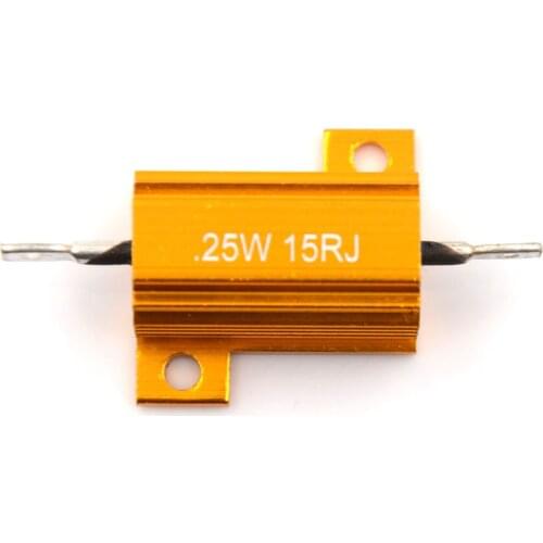 Metal Shell Aluminium Gold Resistor 25Watt 15 ohm Power Heatsink Resistance Golden Heat Sink Resistor RX24 25W 15R 15RJ Power