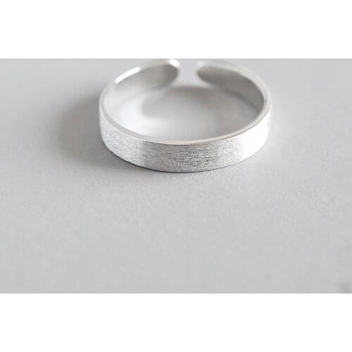 Minimalist 100% 925 Sterling Silver Matte Rings For Women, Stylish Adjustable Wedding Ring Female Silver 925 Fine Jewelry